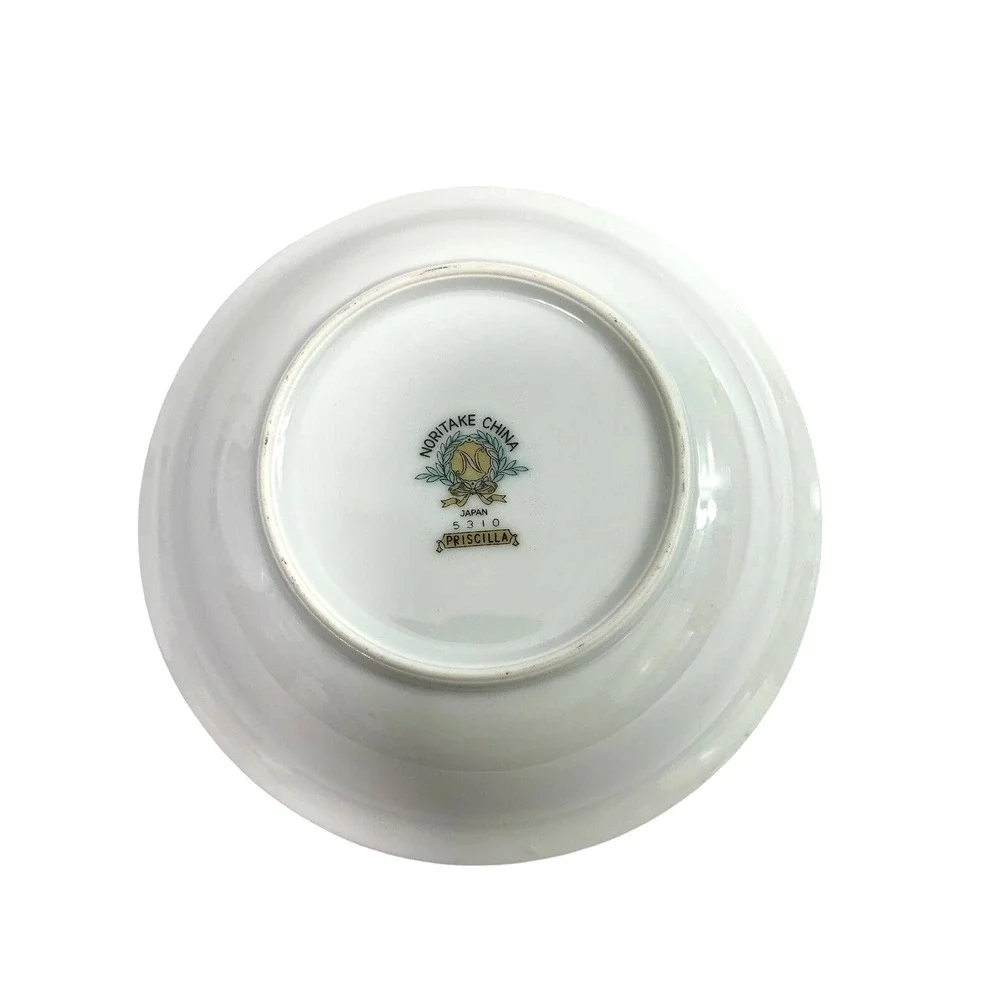 Noritake Priscilla Dessert Berry Bowl 5310 Pink Roses Gold Trim Green Accent Vtg